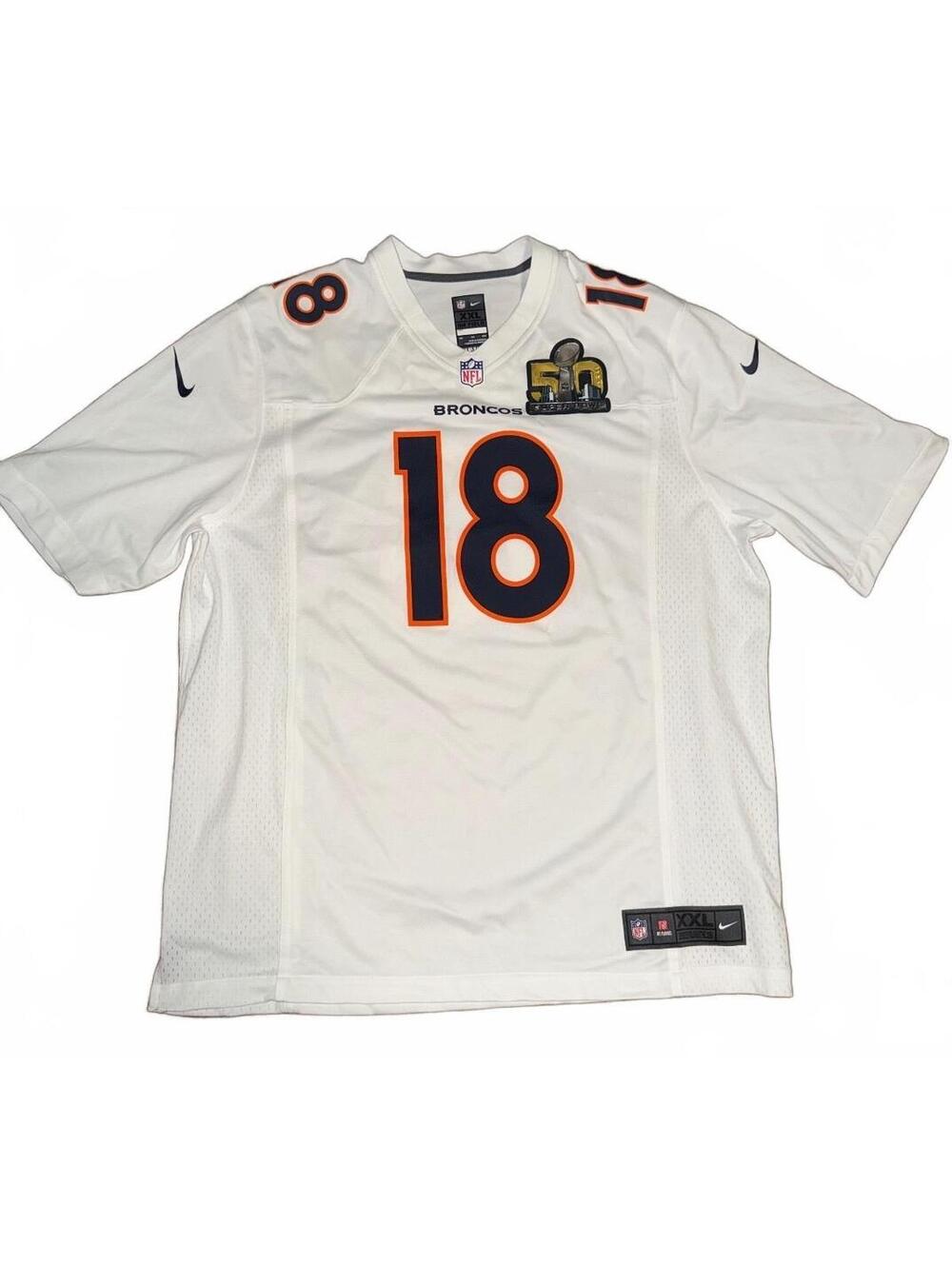 Nike NFL Denver Broncos Peyton Manning #18 Super Bowl 50 White Jersey XXL